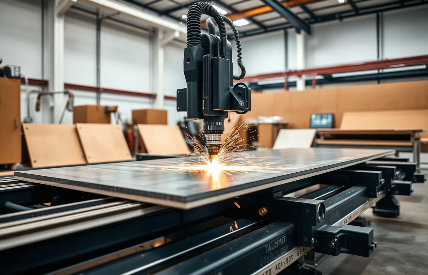 CNC router cutting an aluminium panel